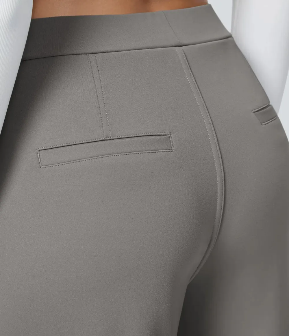 High Waisted Side Pocket Straight Leg Work Pants