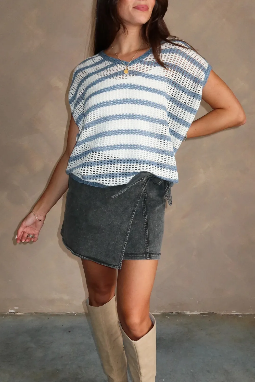 Hollow Striped Vest Top