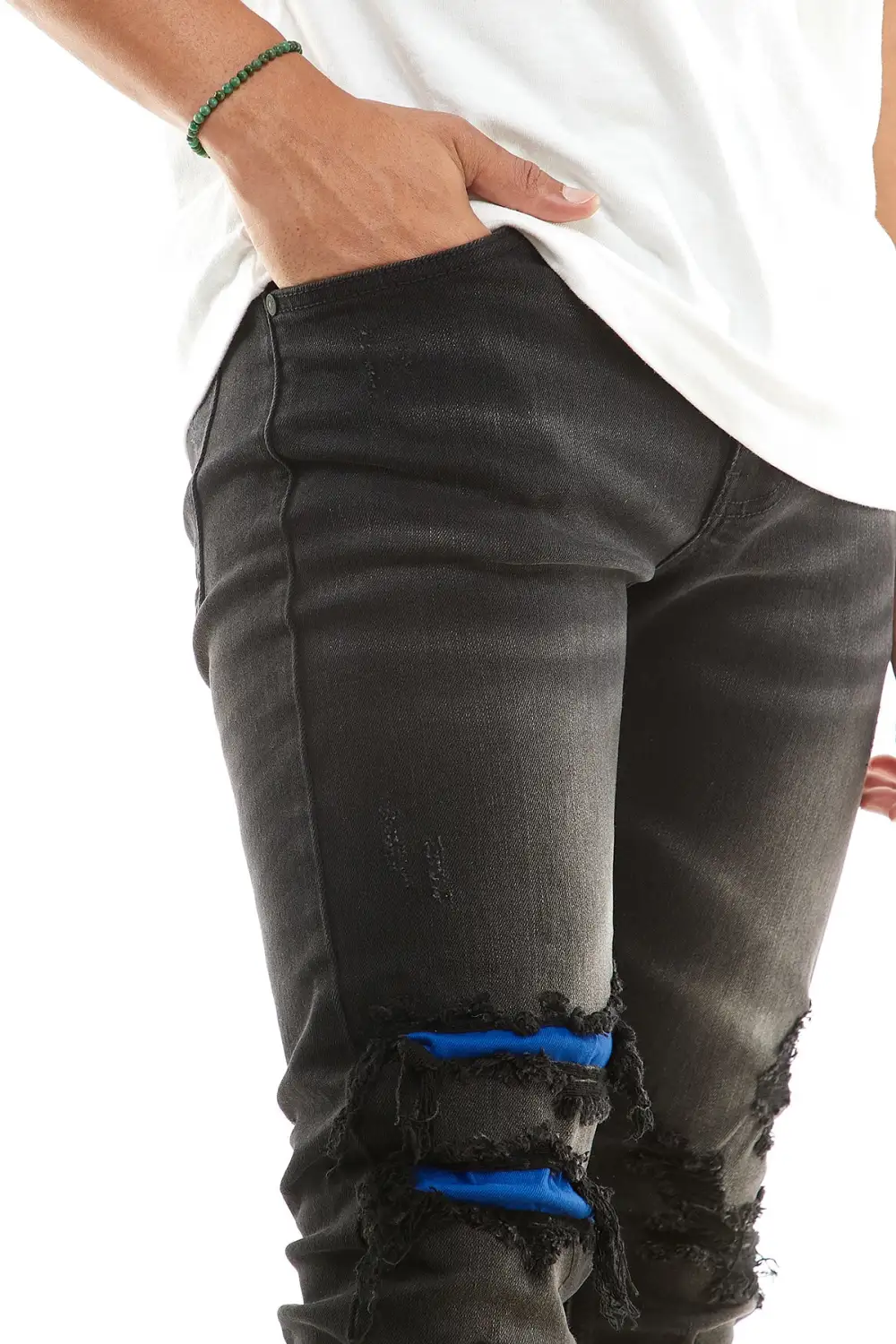 Men's Everyday Skinny Distressed Patchwork Jeans