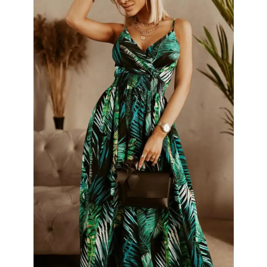 Classic Printed Spaghetti Strap Maxi Dress