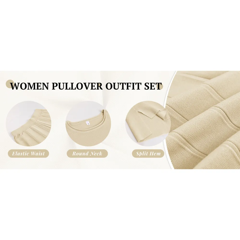 Women's Sweater Set 2 Piece Lounge Set Knit Pullover Tops Vest Pants Outfits