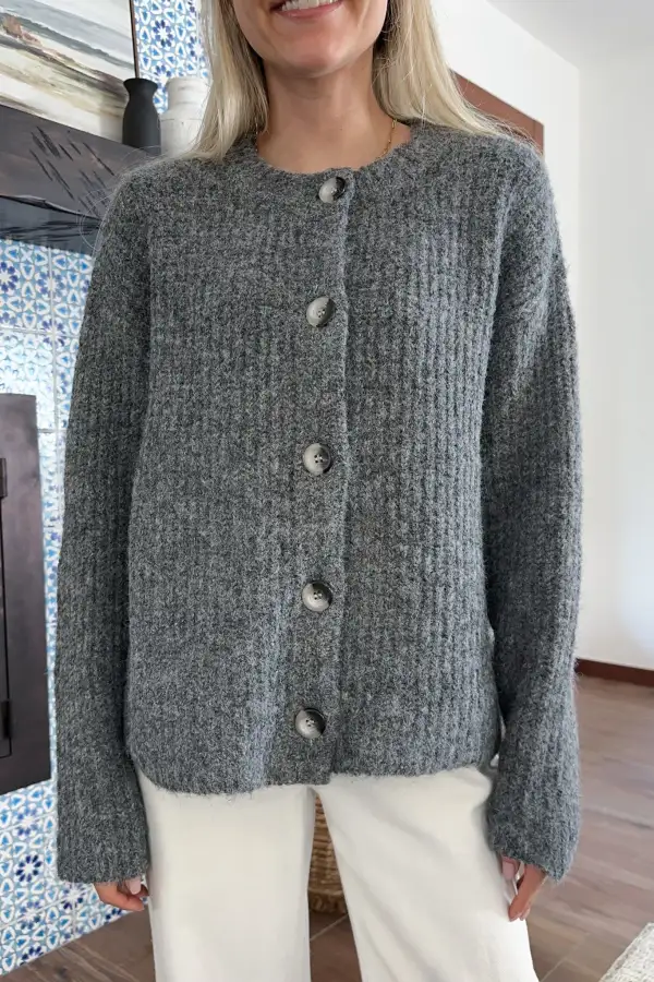 Textured Soft Button Front Cardigan
