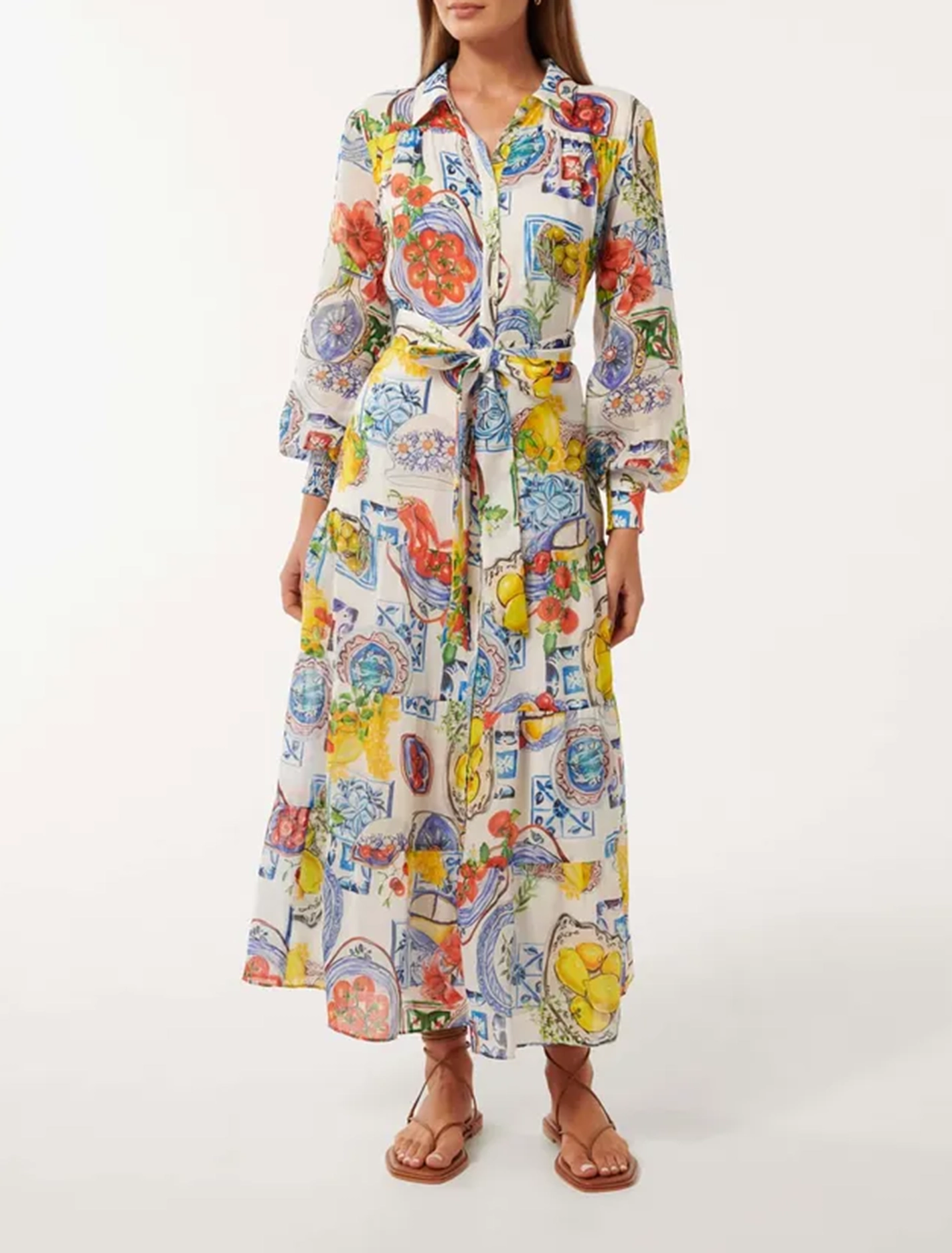 Tiered Midi Shirt Dress