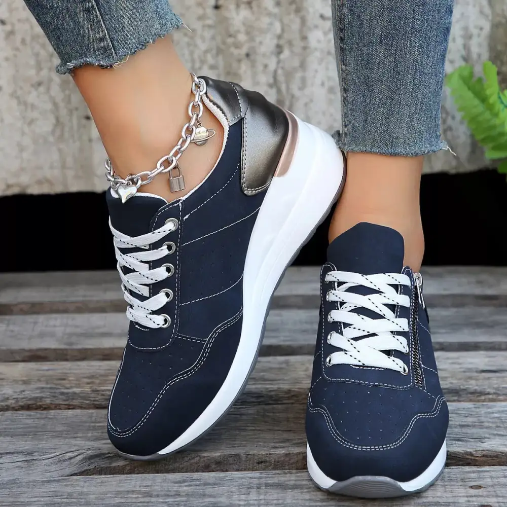 Refined Lace-Up Wedge Sneakers