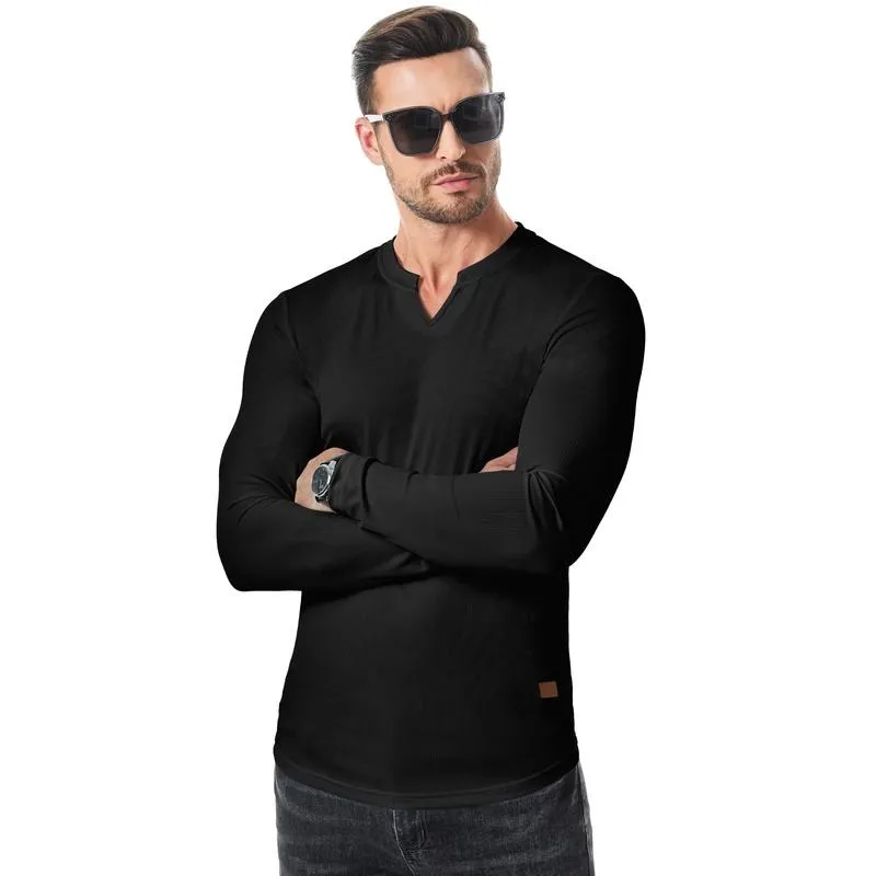 Men's solid color casual slim fit T-shirt