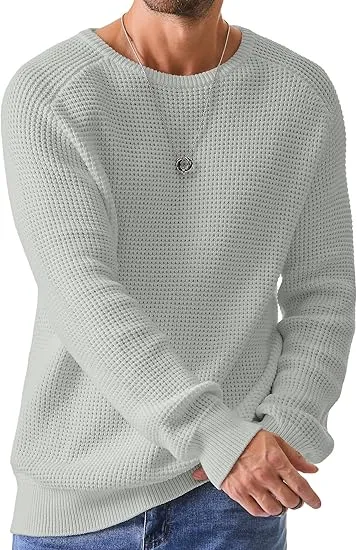 🧶 Men’s Waffle Knit Crewneck Sweater – Effortless Warmth. Everyday Style.