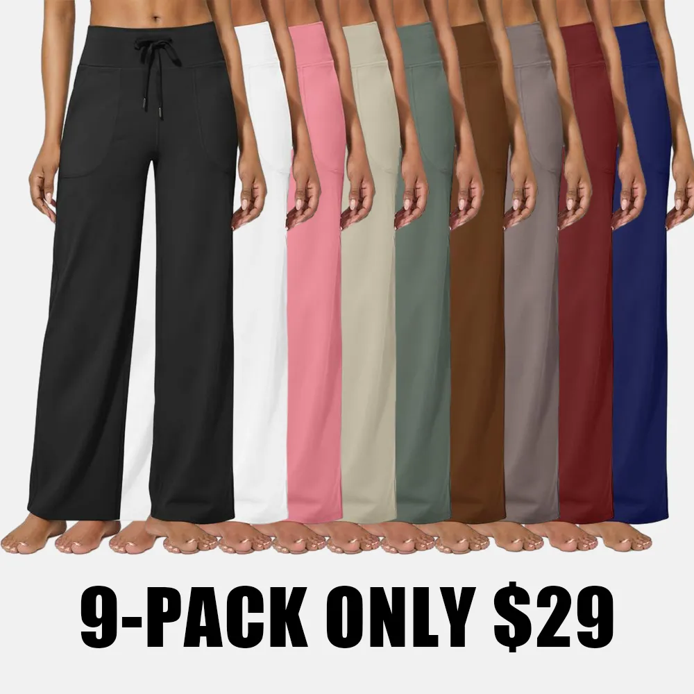 Wide Leg Pants for Women Yoga Pants High Waist Sweatpants with Pockets Stretch Lounge Pants Comfy Workout Athletic Wear Fitness Apparel Outdoorfun