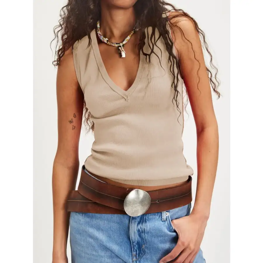 V Neck Wide Strap Tank