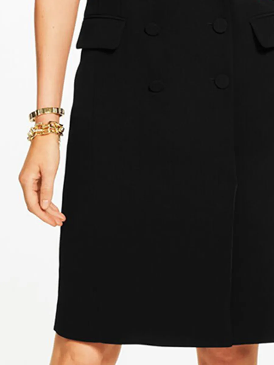 Women'S Black Sleeveless Double-Breasted Blazer Dress