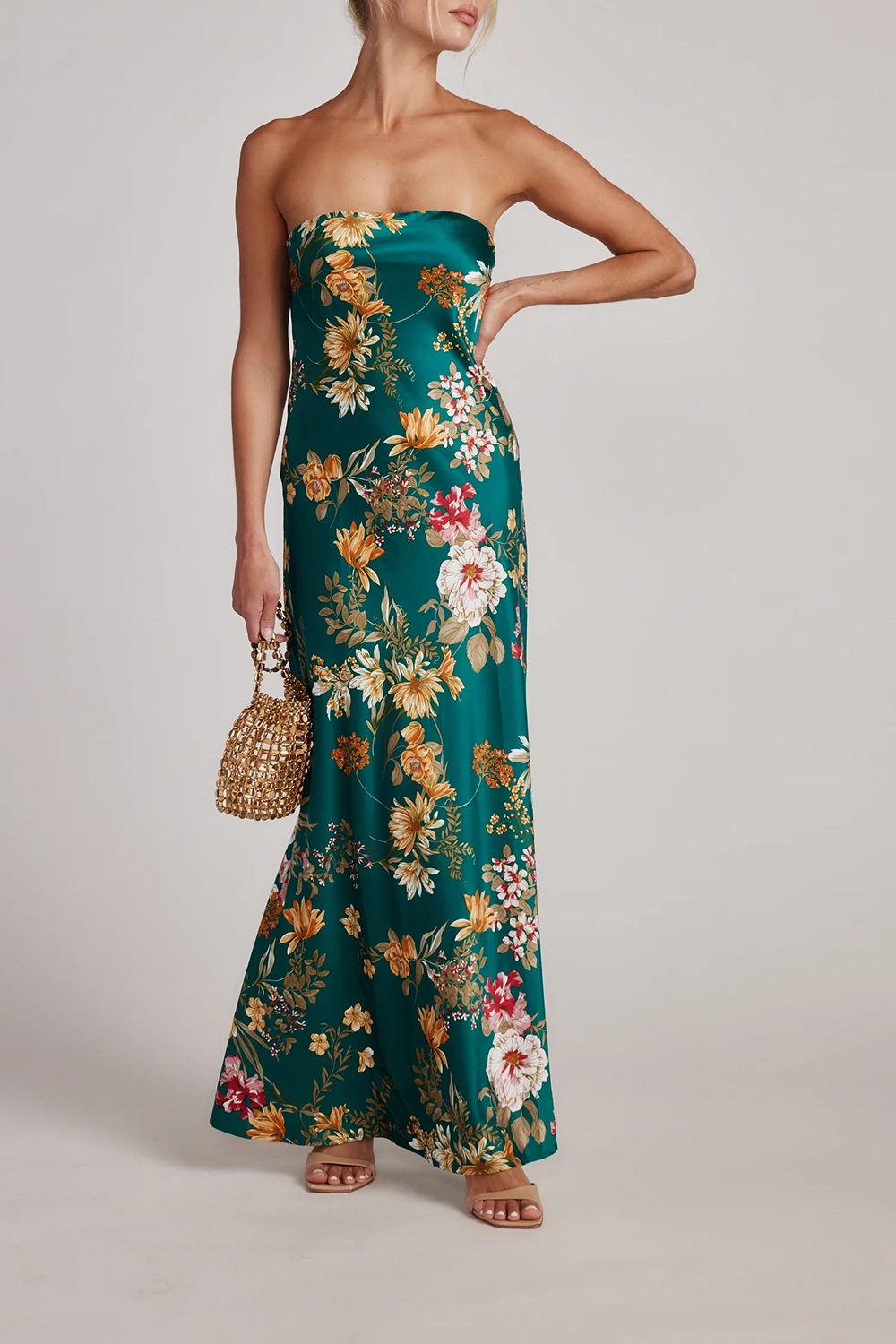 Blue And Gold Watercolor Maxi Dress