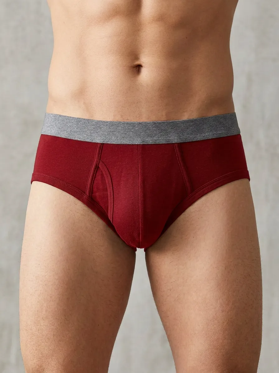 Men's Minimalist Black Grey Waistband Cotton Briefs