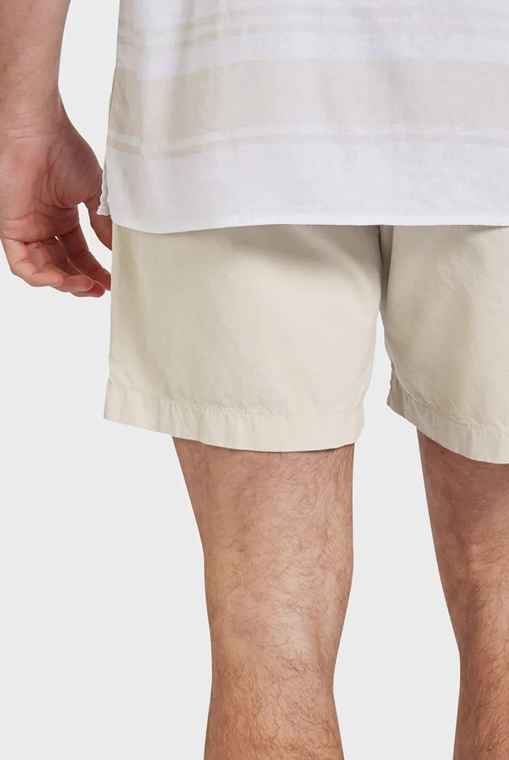 Off White Linen Drawstring Short