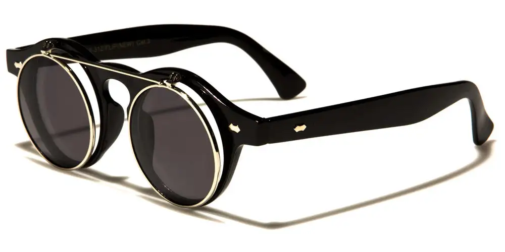 Classic Unisex Round Flip-Up Sunglasses