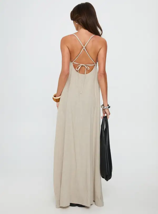 Modern Halter Tie Back Maxi Dress