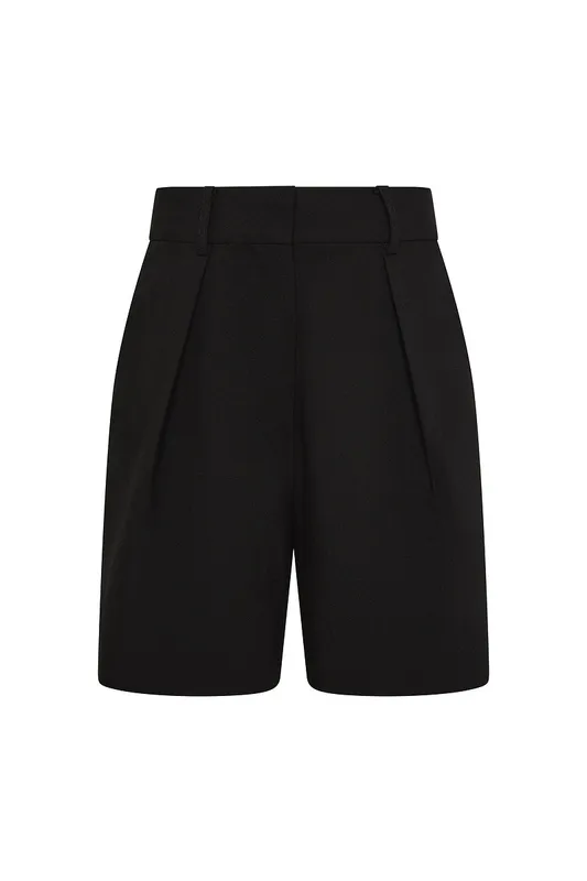 Black Pleated Tailored Shorts