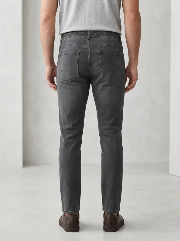 Men's Drawstring Waist Stretch Slim Fit Jeans