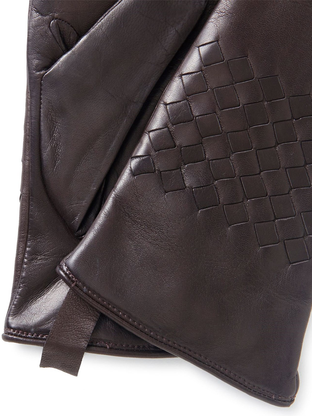 Diamond-Patterned Leather Gloves