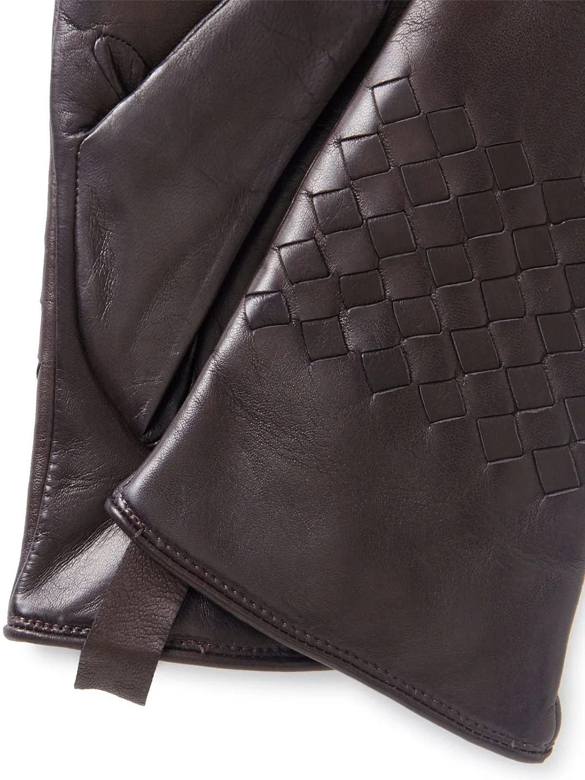 Diamond-Patterned Leather Gloves