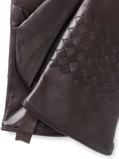 Diamond-Patterned Leather Gloves