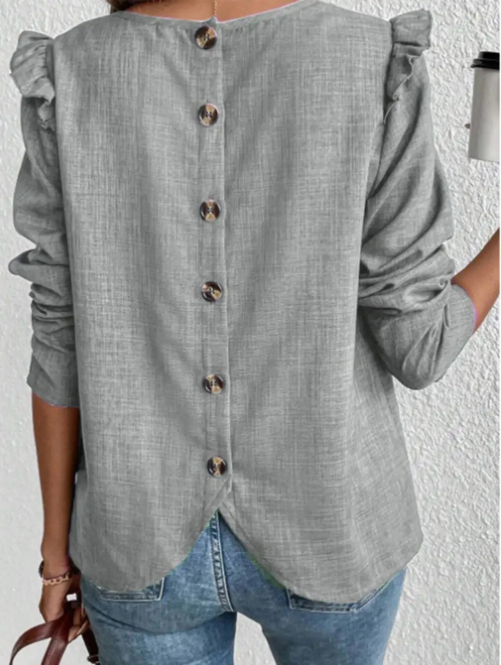 Single-Breasted Tee Back Buttons