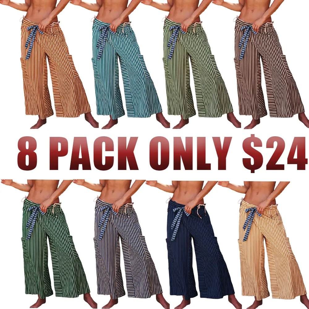 Women's Striped Wide Leg Pants