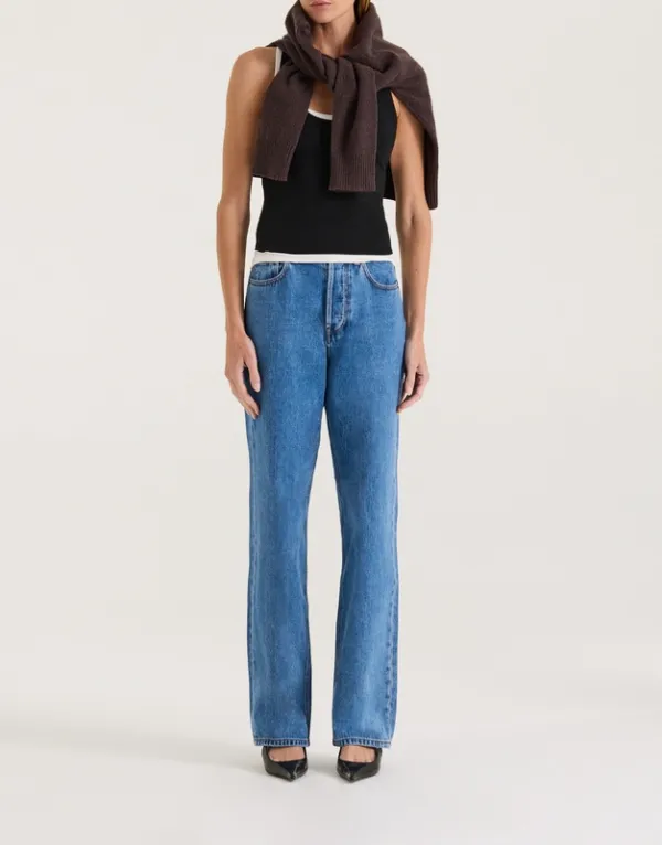 Indigo Wash High-Rise Straight Leg Jeans
