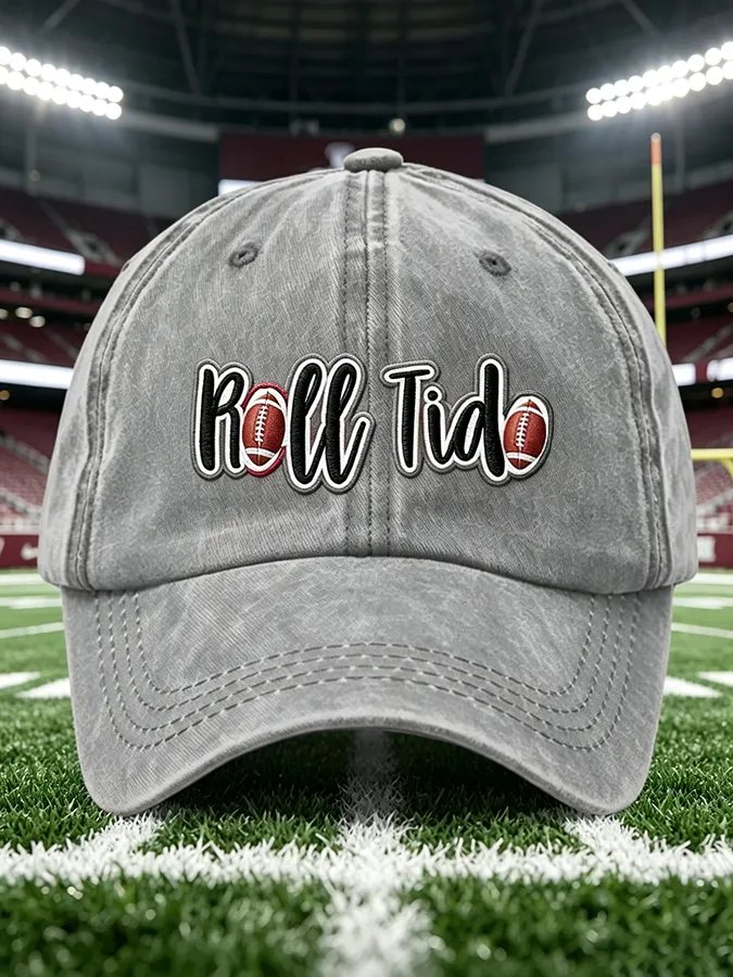 Unisex Rugby Print Washed Duckbill Cap