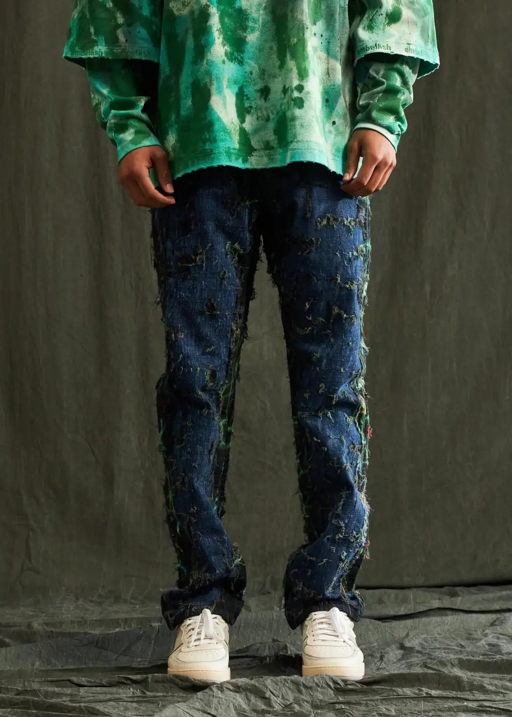 Distressed Tapered Straight Jeans