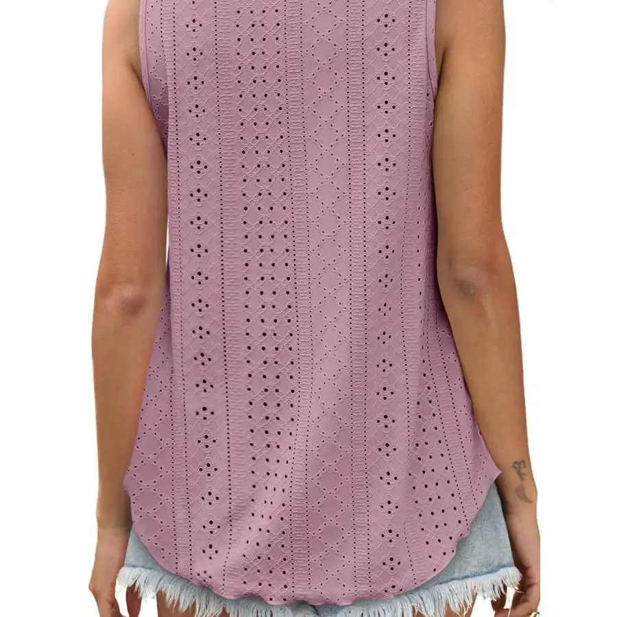Eyelet Scoop Neck Tank