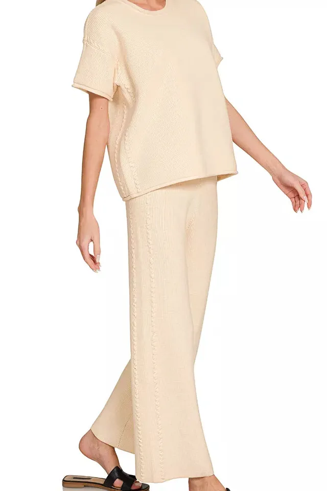Relaxed Viscose Round Neck Top & Pants Set