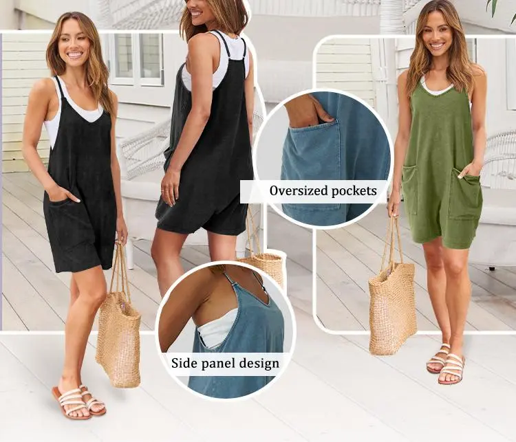 Women's Minimalist Cotton Blend Acid Wash Romper