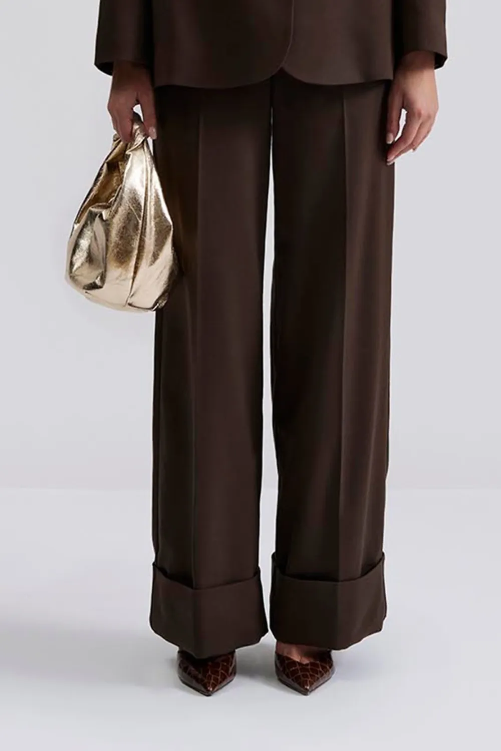 Mid Rise Wide Leg Trousers