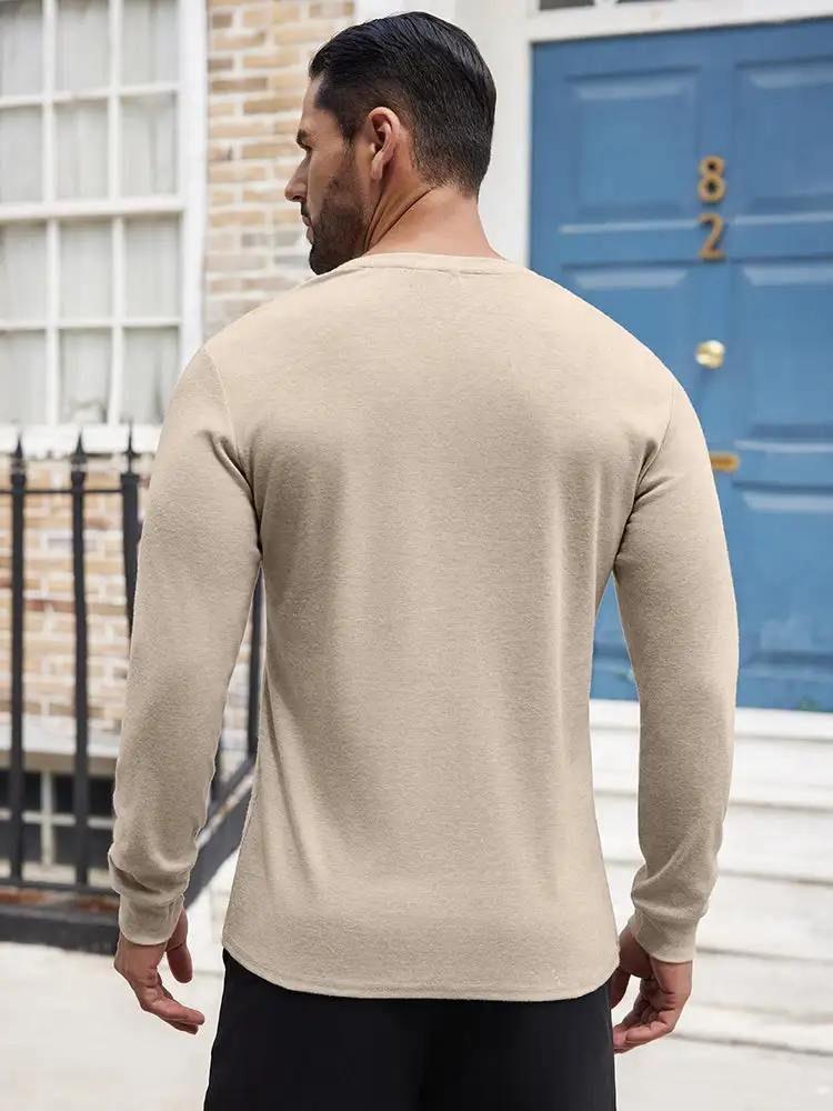 Fashion Lightweight Pullover Henley Shirt Hoodie