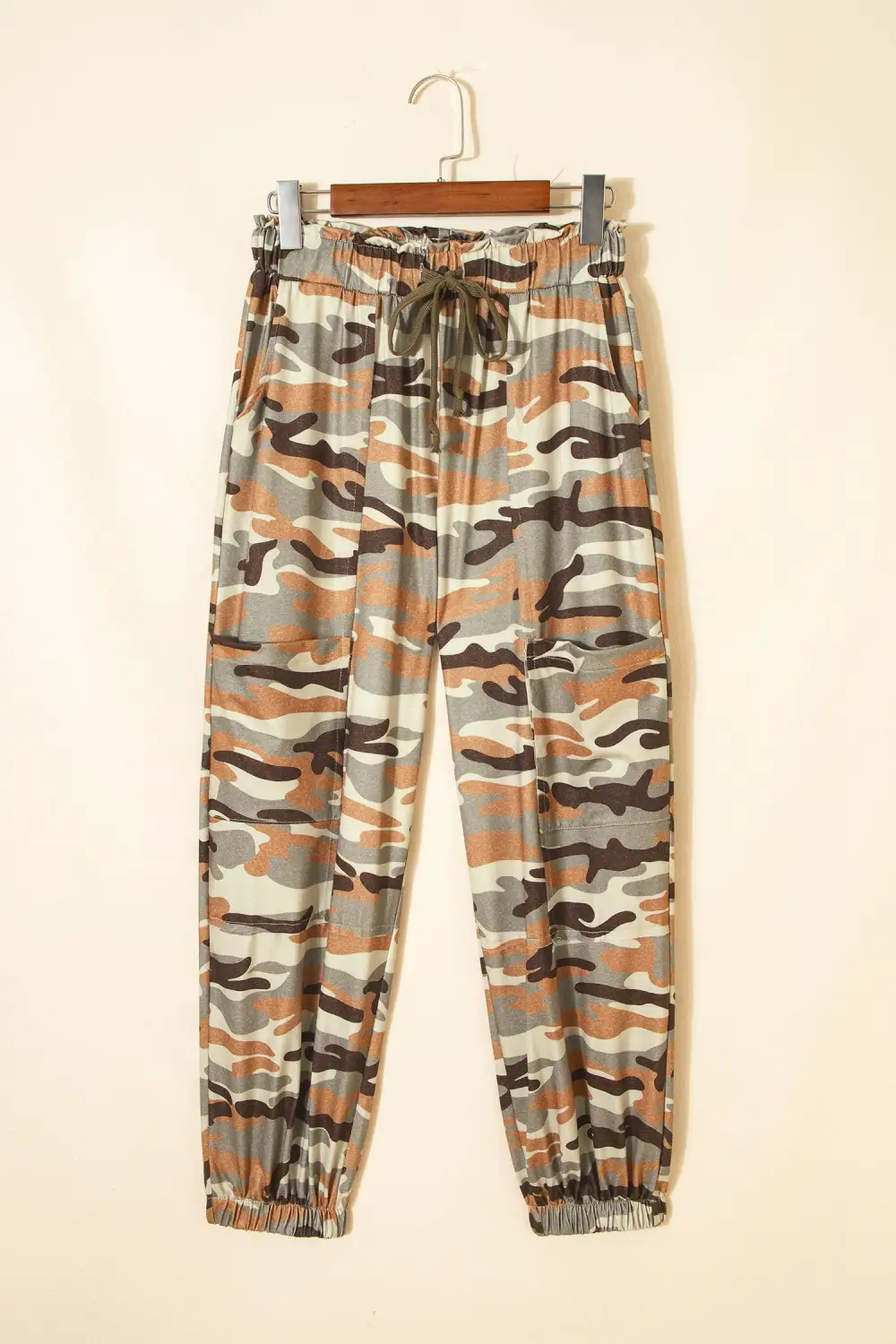 Drawstring Elastic-Waist Pocketed Cargo-Detail Jogger Pants