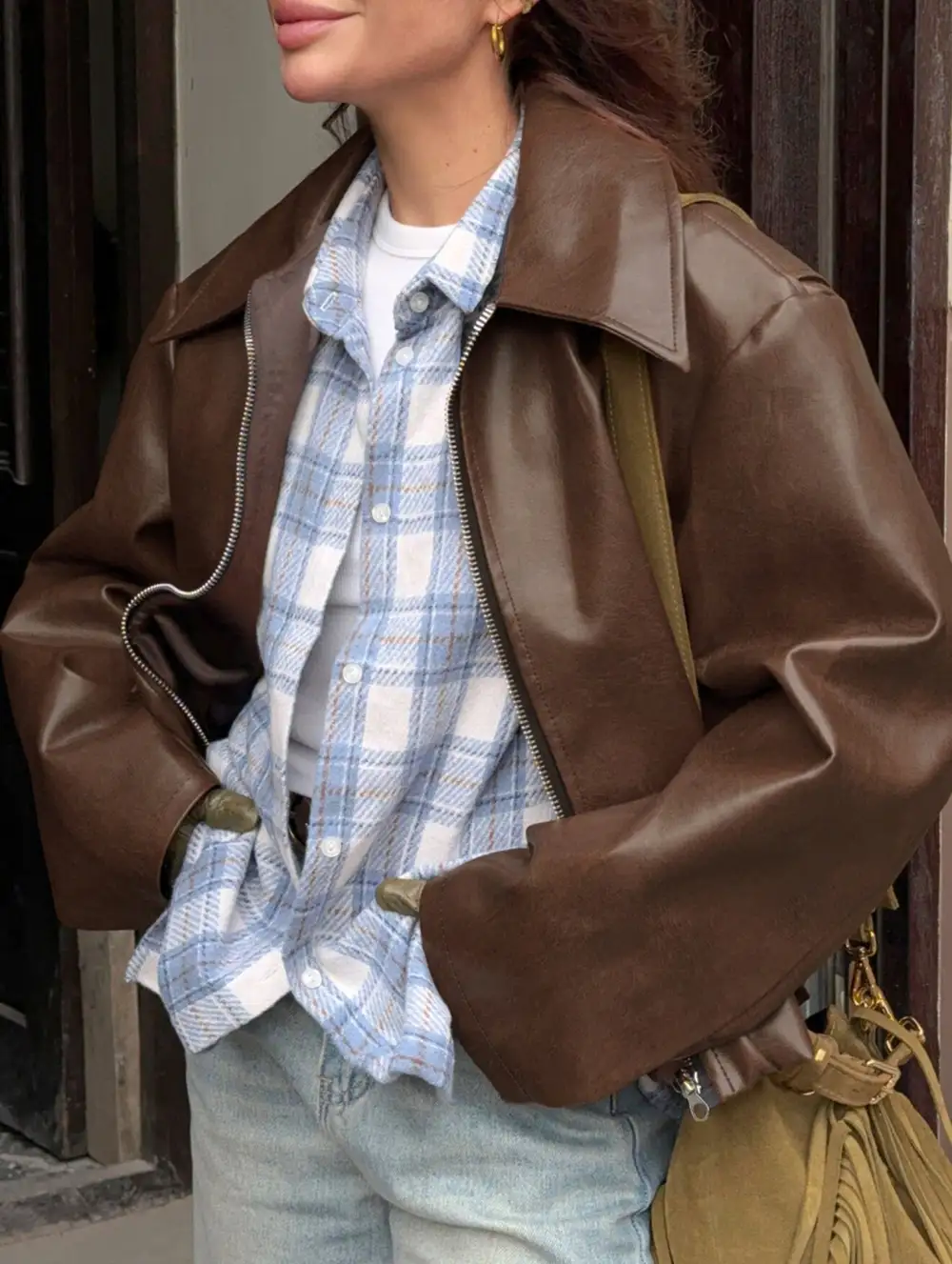 Loose Fitting Motorcycle Leather Jacket