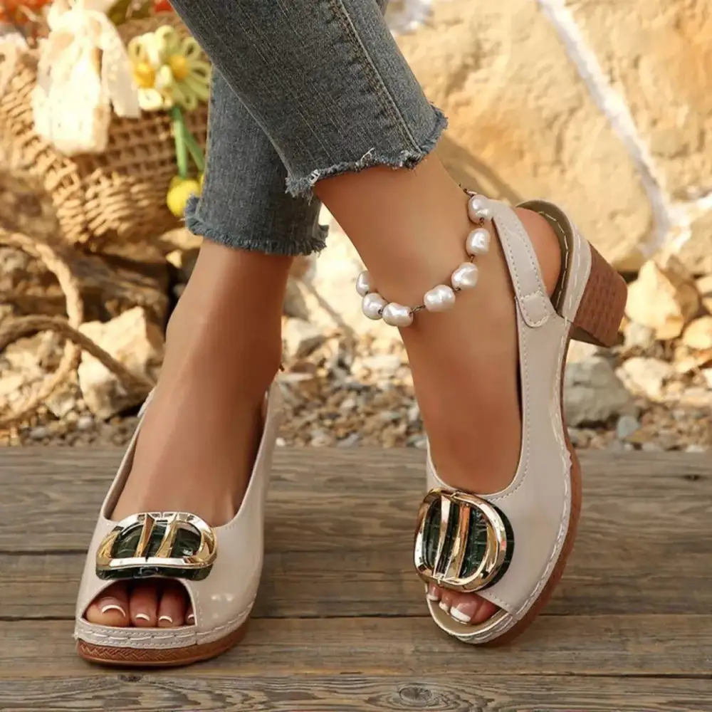 Modern Peep Toe Block Heel Sandals