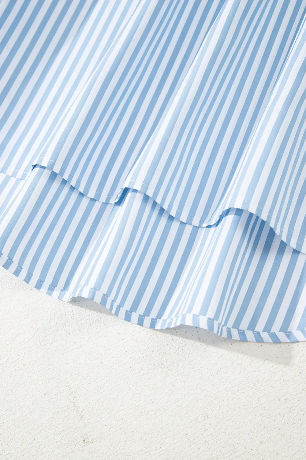 Striped Shirred Half Placket Blouse