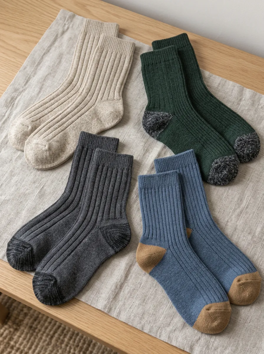 Men's Casual Multi-Color Ribbed Knit Cotton Crew Socks 4-Pack