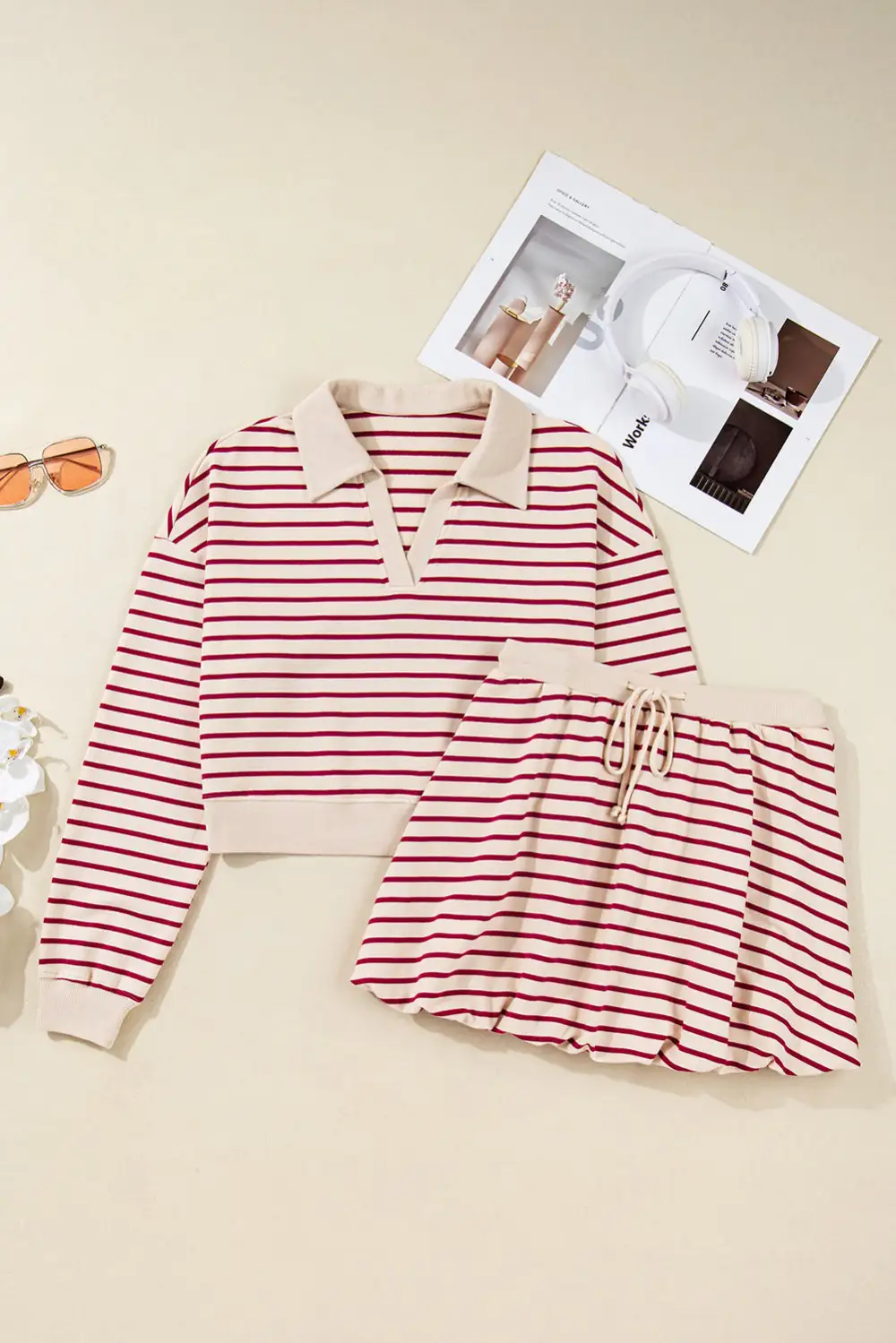 Practical Collared Cropped Detail Coordinated Set