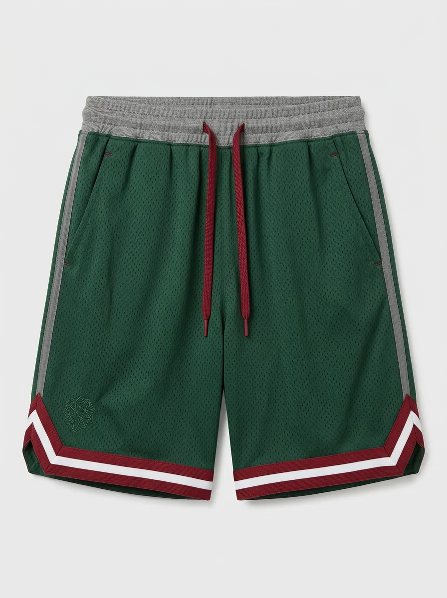 Versatile Geometric Pattern Embroidered Detail Sport Look Men's Basketball Shorts