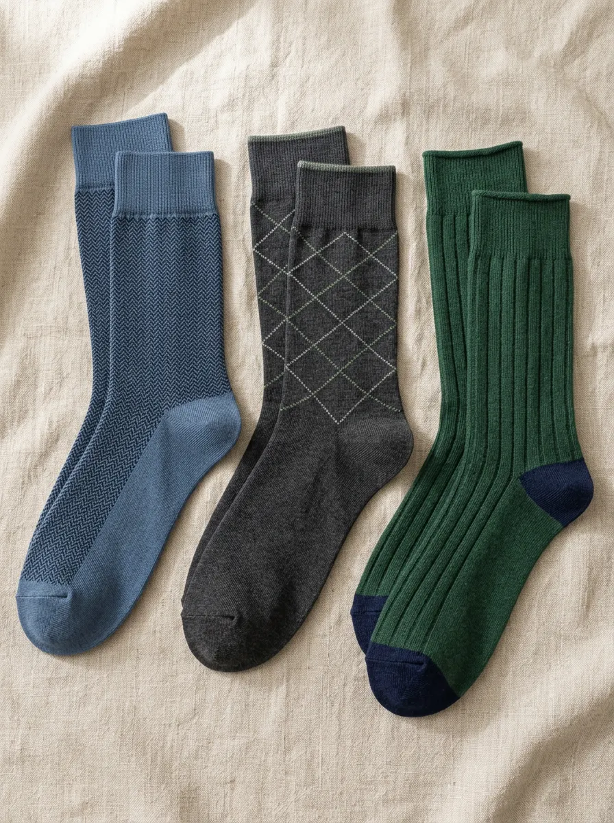 Men's Classic Patterned Herringbone Argyle Ribbed Printed Socks 3-Pack