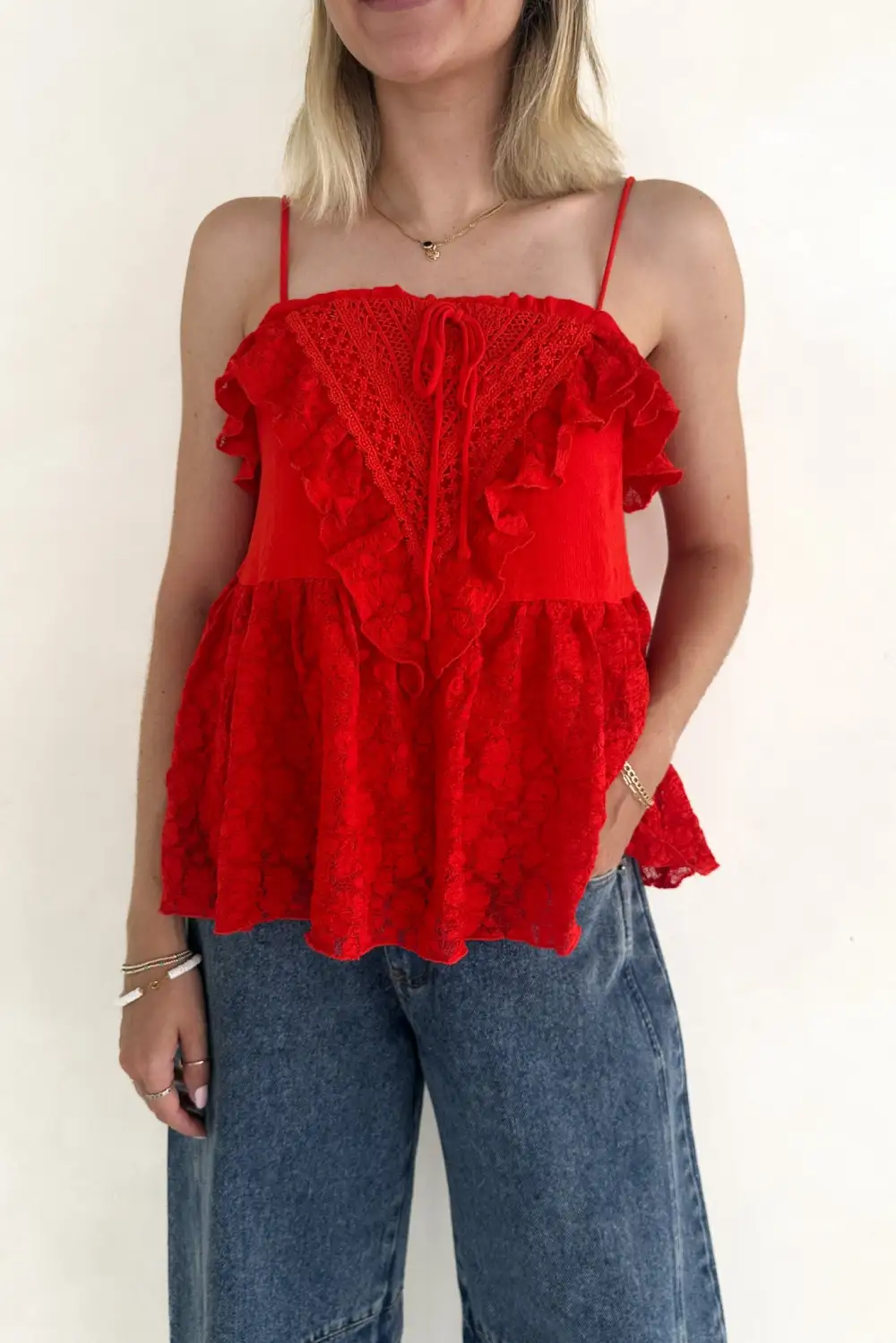 Simple Cut Peplum Ruffle Top