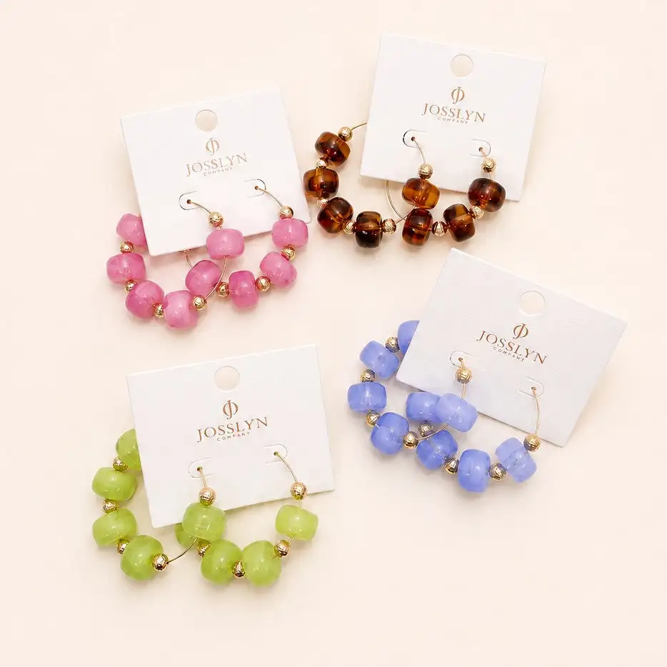 Boho Resin Beaded Hoop arrings