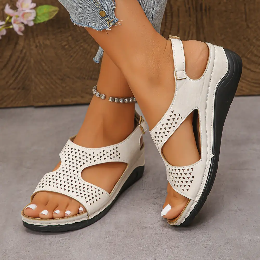 Cutout Wedge Sandals