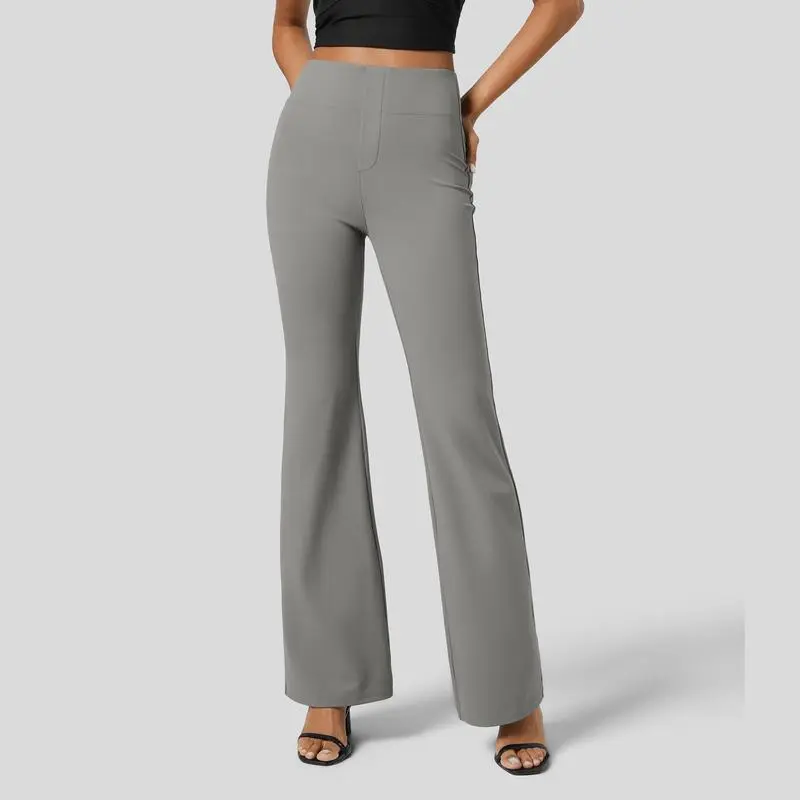 Flex High Waisted Back Side Pocket Slight Flare Work Pants