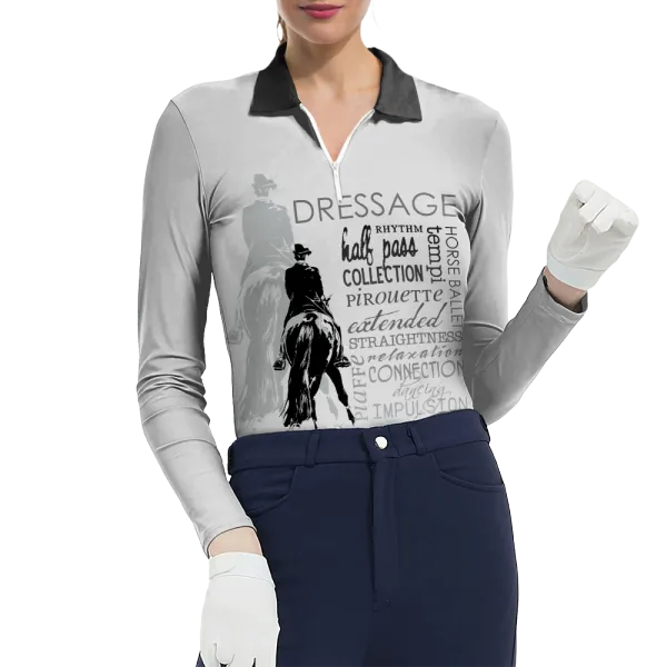 Women's Riding Style Dressage Print Long Sleeve Casual Lapel Shirt