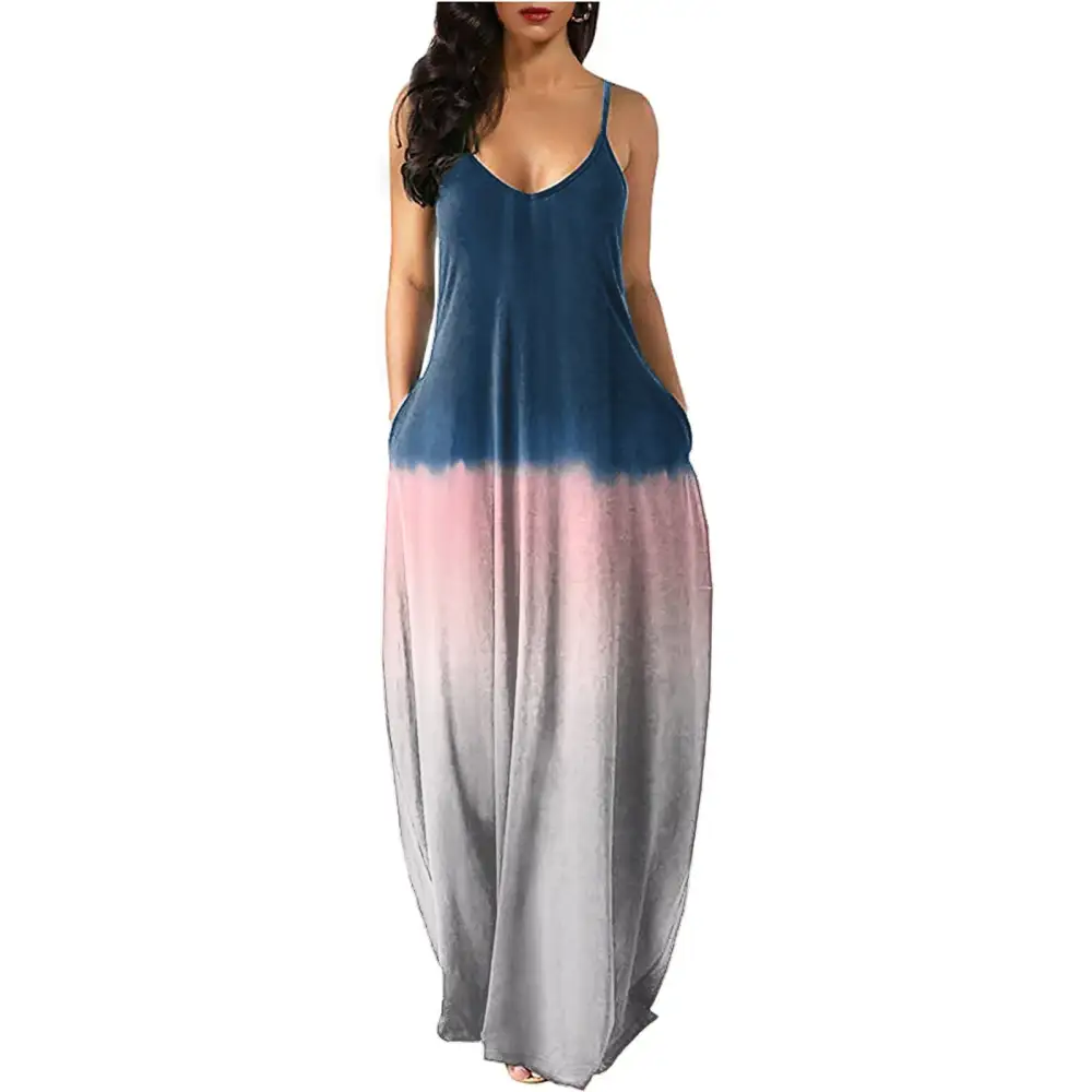 2023Women's Long Sleeveless V Neck Dress
