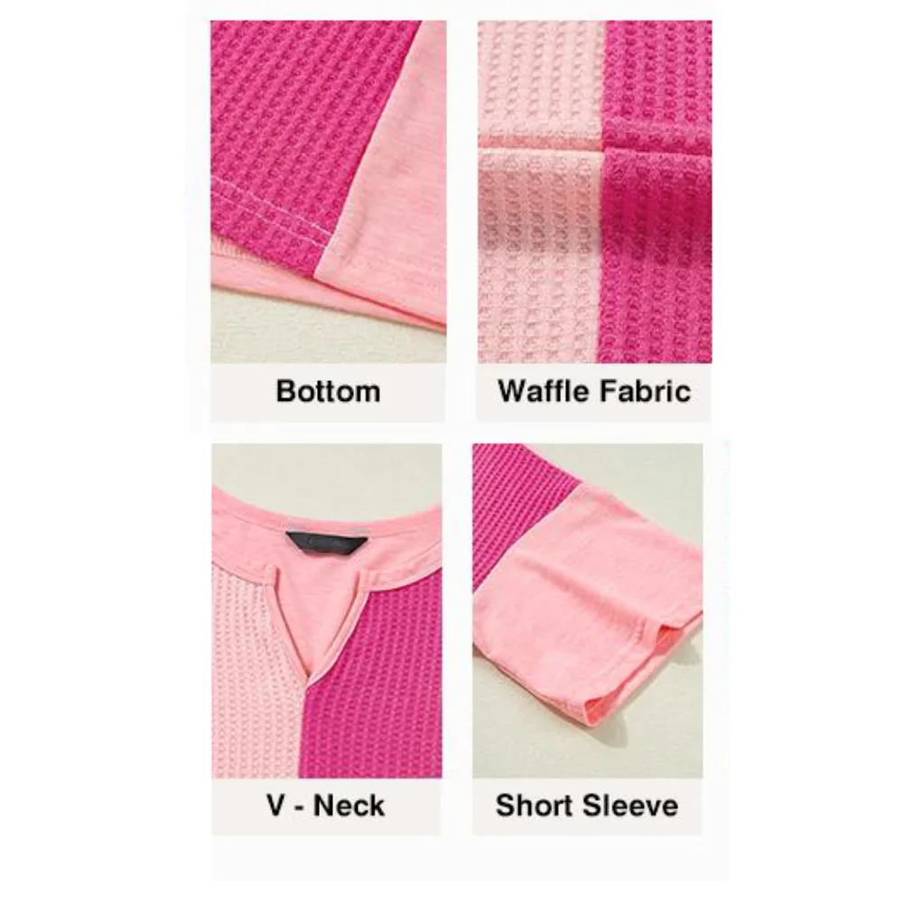 Women‘s Summer Tops Fashion 2025 Half Sleeve Waffle Knit Shirts