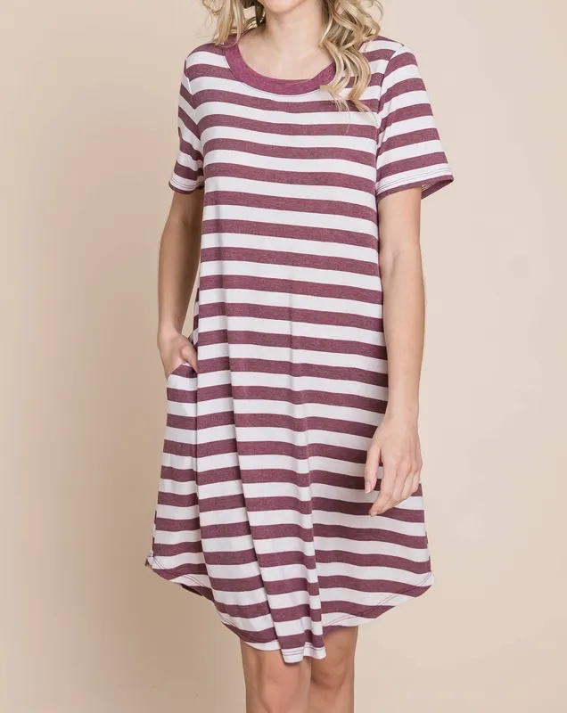 Plus Size Striped Back Button Dress