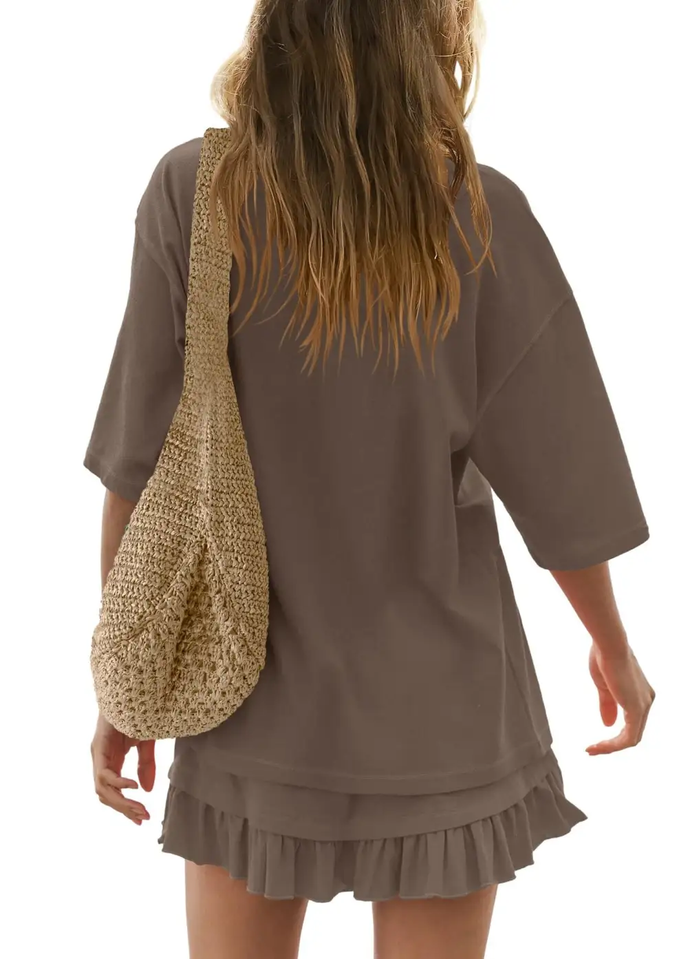 Refined Round Neck Ruffle Trim Coordinated Set